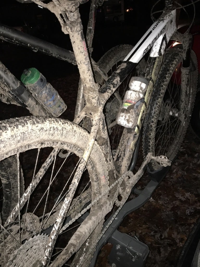 muddy mountain bike