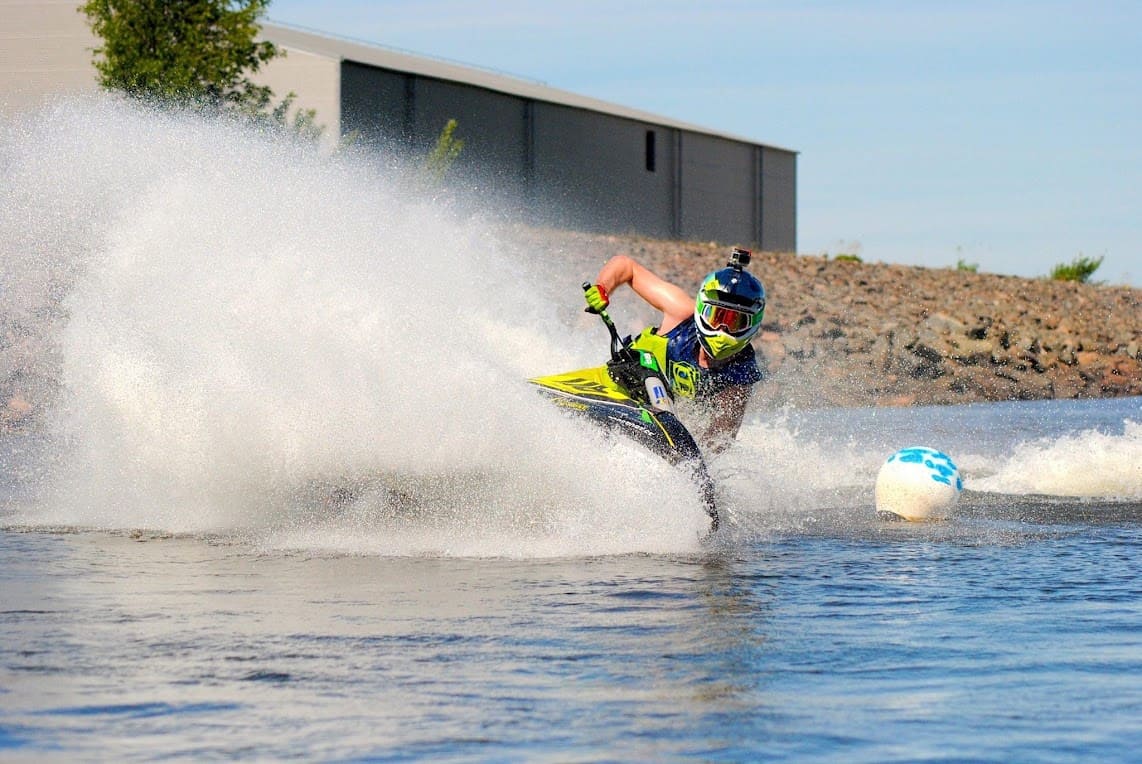 Adam Wiegandt on a personal watercraft