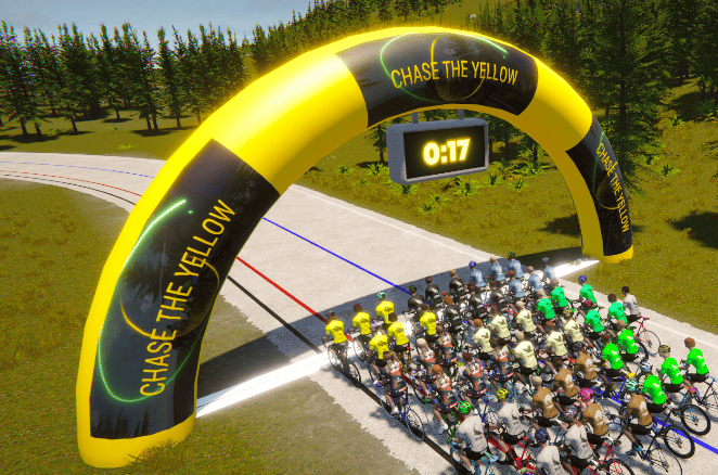 Chase the Yellow indieVelo inflatable arch