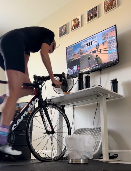 Elite Cyclist Elyse Gallegos Riding Indoors