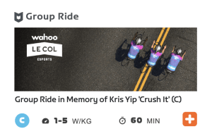 Kris Yip Zwift Ride
