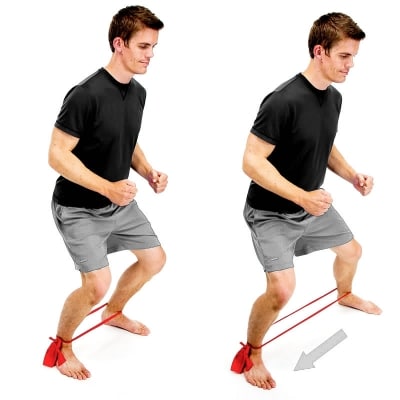 lower crossed syndrome cyclists lateral monster walk with band exercise
