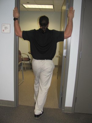 Upper Crossed Syndrome Cycling doorway stretch exercise
