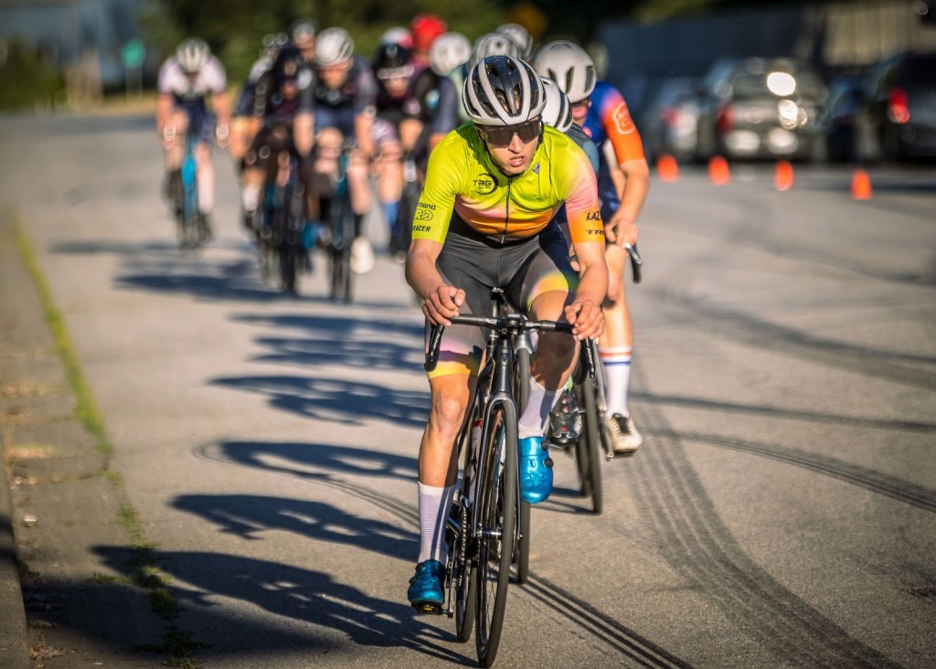 Group of cyclists racing