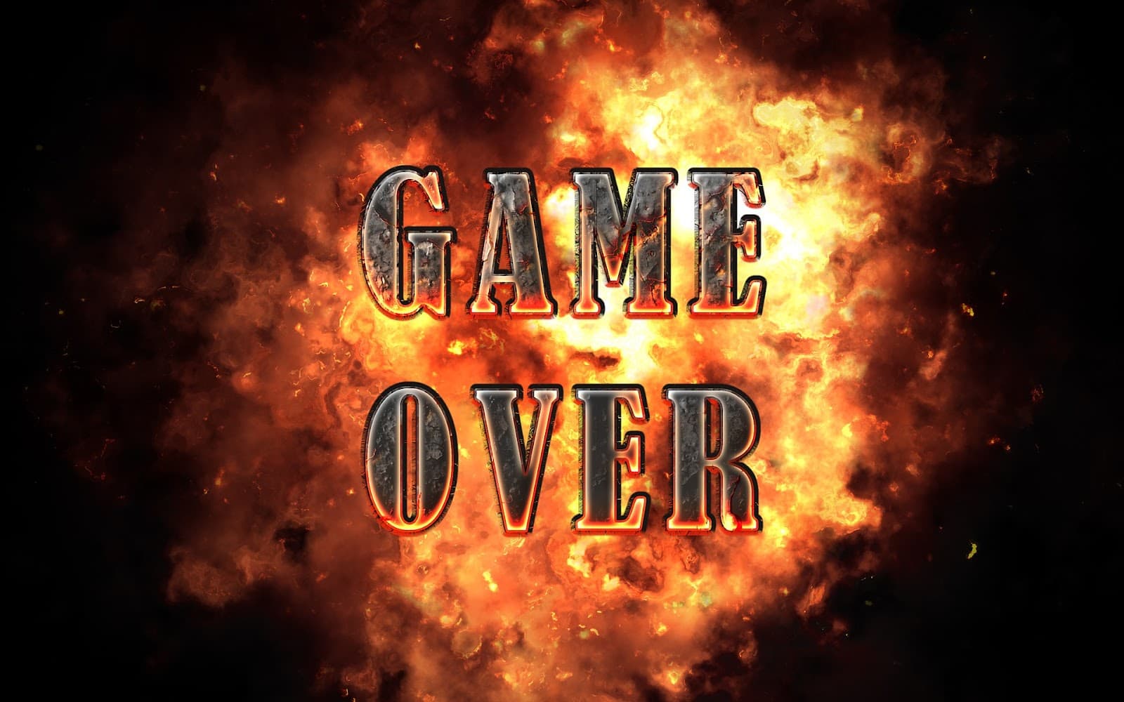 Game over image with fire background