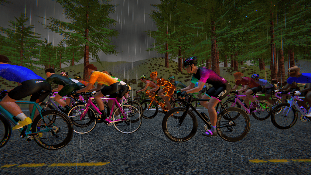 indieVelo Displaying Weight and Effort avatars in the rain