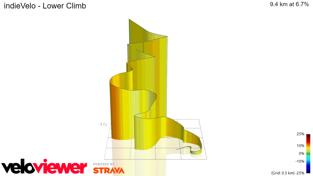 indieVelo Lower Climb 3D route profile
