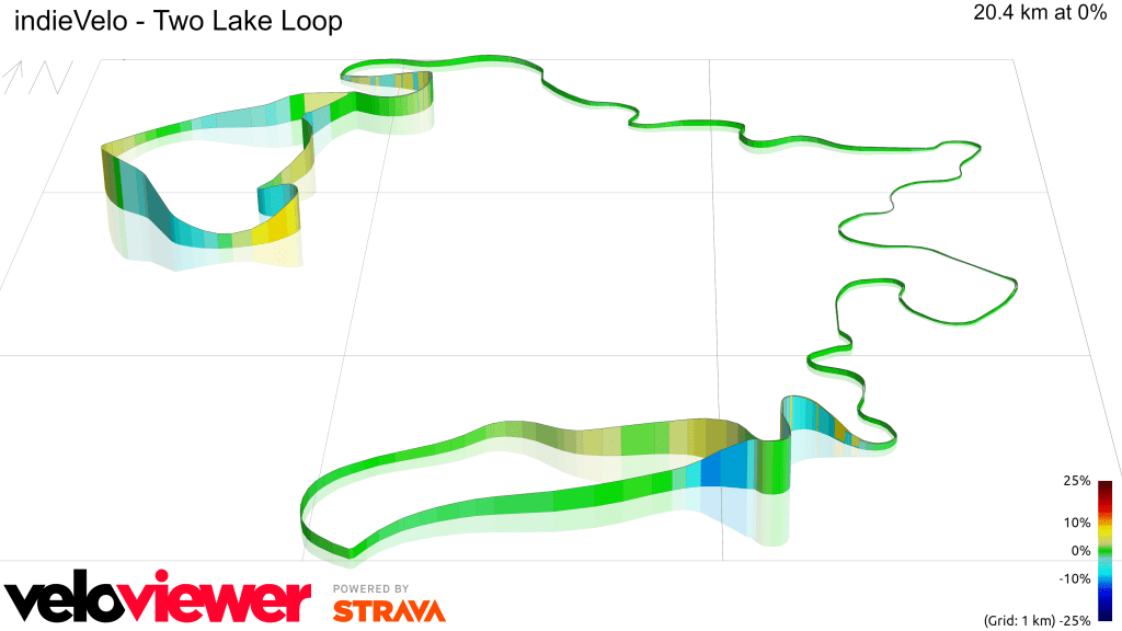 indieVelo Two Lake Loop 3D Coure Profile